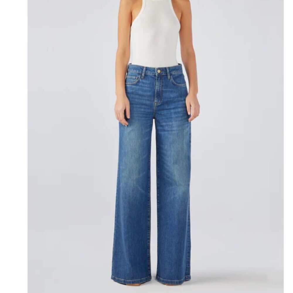 Triarchy‎ Fonda High Rise Wide Leg Denim Jeans Organic Cotton Size 25 NWT